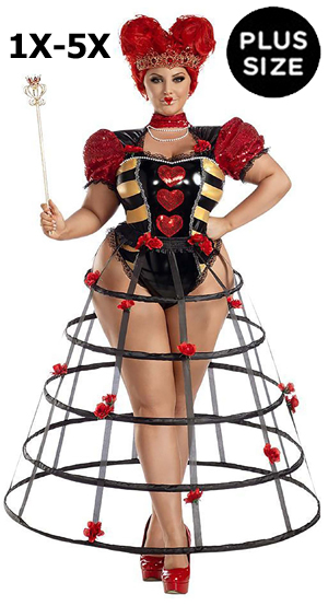 Plus Size Caged Heart Queen Costume 1X 2X 3X 4X 5X