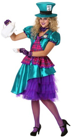 Plus Size Teal Hatter Costume for women